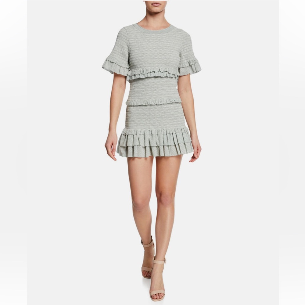 LoveShackFancy Aveline Mini Dress in Seaglass Green (XS)